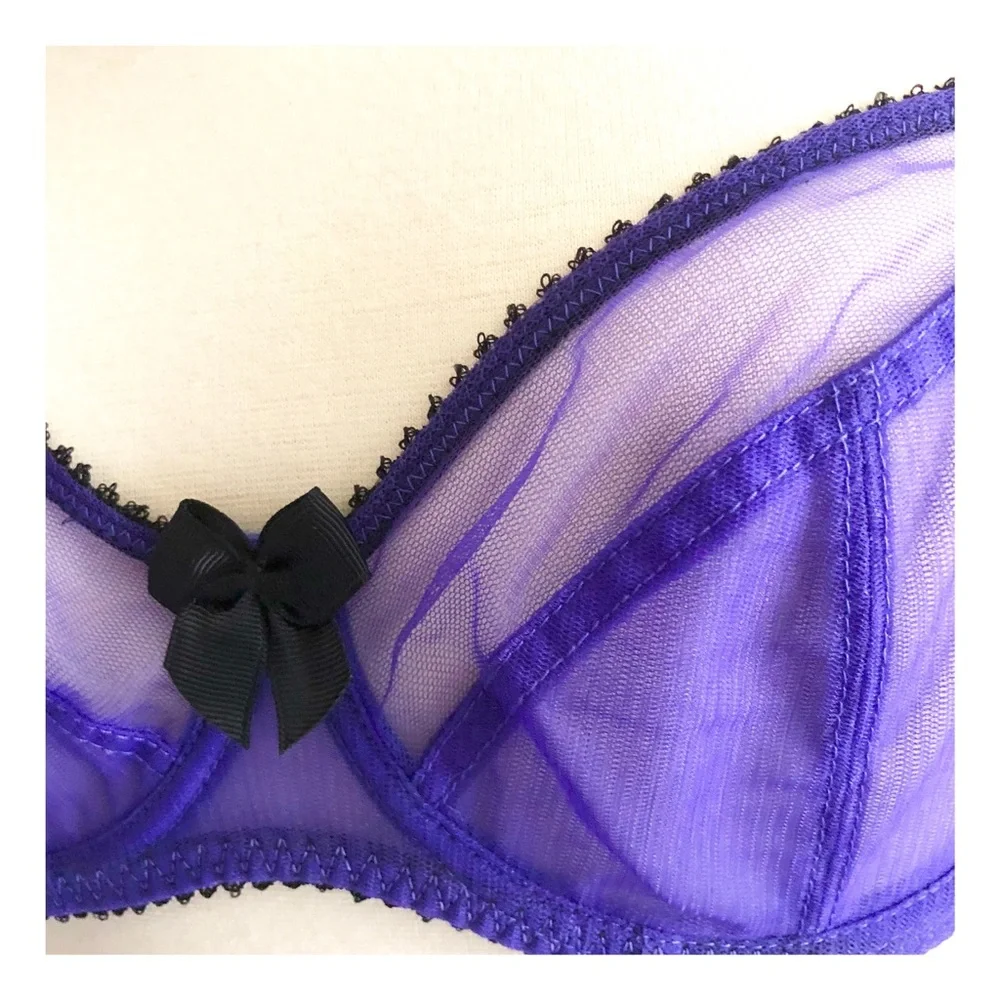 Claudette Dessious Sheer Purple‎ Bra, 34C, NWT